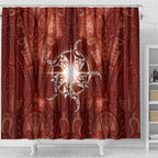 New Zealand Matariki Pohutukawa Shower Curtain Maori Moko Red Galaxy