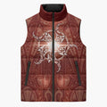 New Zealand Matariki Pohutukawa Sleeveless Puffer Jacket Maori Moko Red Galaxy