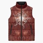 New Zealand Matariki Pohutukawa Sleeveless Puffer Jacket Maori Moko Red Galaxy