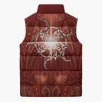 New Zealand Matariki Pohutukawa Sleeveless Puffer Jacket Maori Moko Red Galaxy