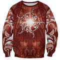 New Zealand Matariki Pohutukawa Sweatshirt Maori Moko Red Galaxy