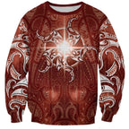 New Zealand Matariki Pohutukawa Sweatshirt Maori Moko Red Galaxy