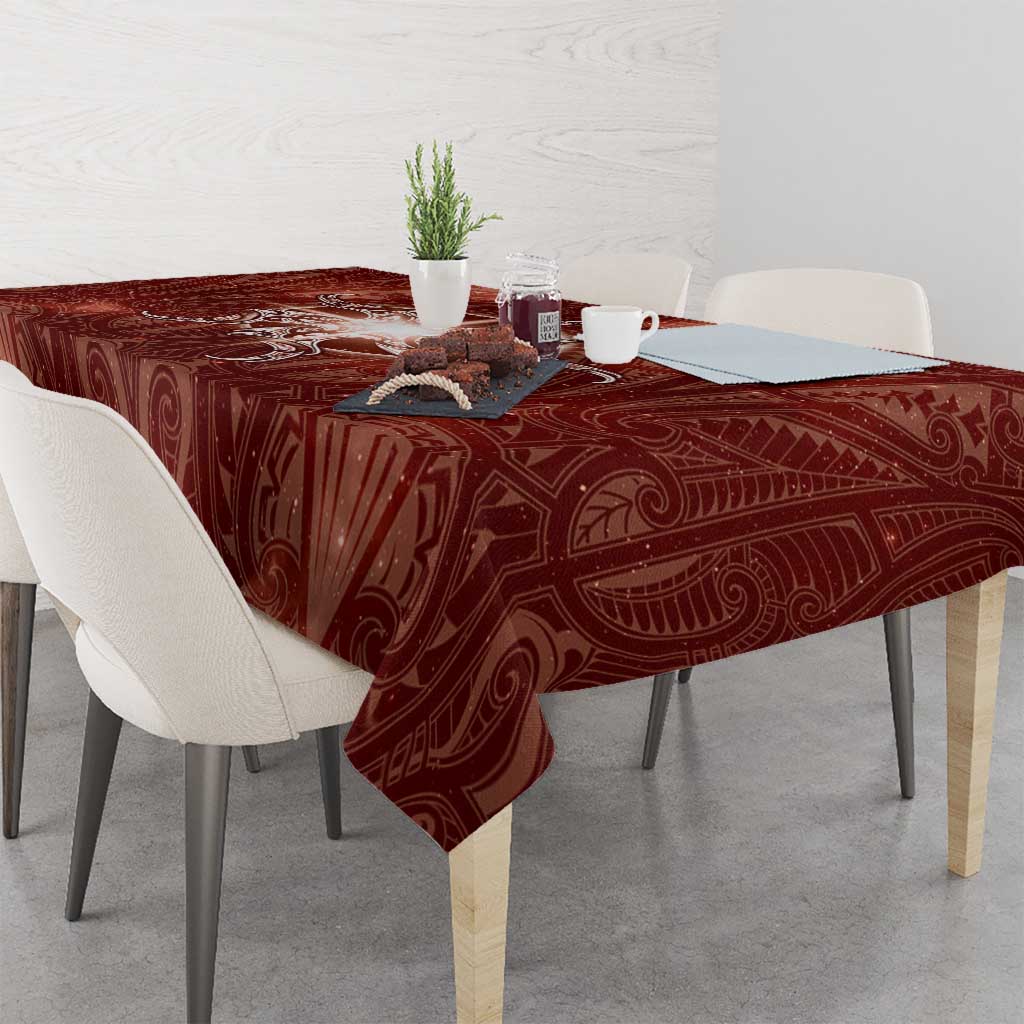 New Zealand Matariki Pohutukawa Tablecloth Maori Moko Red Galaxy
