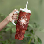 New Zealand Matariki Pohutukawa Tumbler With Handle Maori Moko Red Galaxy