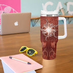 New Zealand Matariki Pohutukawa Tumbler With Handle Maori Moko Red Galaxy