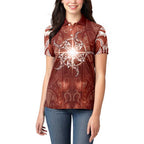 New Zealand Matariki Pohutukawa Women Polo Shirt Maori Moko Red Galaxy