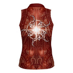 New Zealand Matariki Pohutukawa Women Sleeveless Polo Shirt Maori Moko Red Galaxy