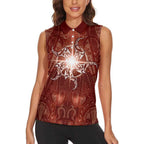 New Zealand Matariki Pohutukawa Women Sleeveless Polo Shirt Maori Moko Red Galaxy