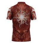 New Zealand Matariki Pohutukawa Zipper Polo Shirt Maori Moko Red Galaxy