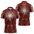 New Zealand Matariki Pohutukawa Zipper Polo Shirt Maori Moko Red Galaxy