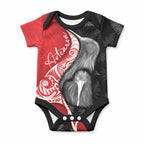 New Zealand Aotearoa Baby Onesie Kiwi Fern Maori Pattern Red Version