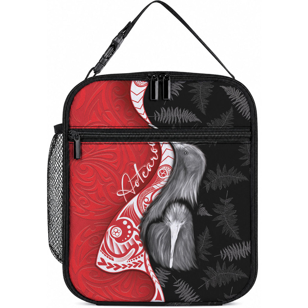 New Zealand Aotearoa Lunch Bag Kiwi Fern Maori Pattern Red Version