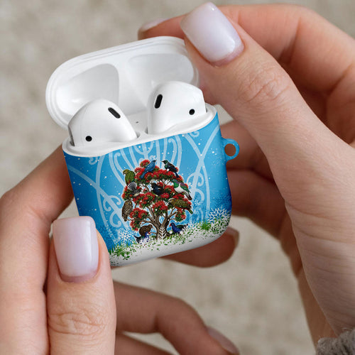 New Zealand Birds Christmas AirPods Case Pohutukawa Xmas Tree