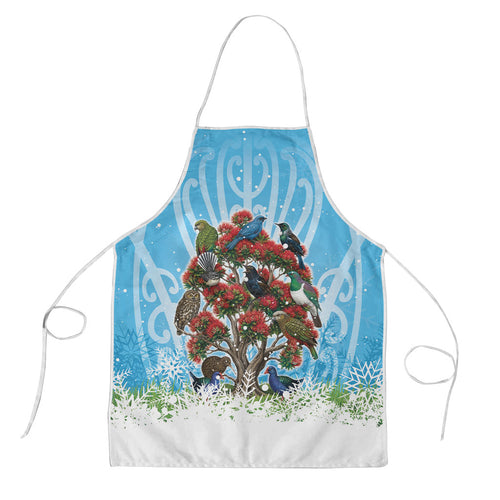 New Zealand Birds Christmas Apron Pohutukawa Xmas Tree