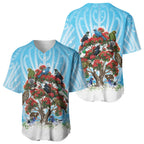 New Zealand Birds Christmas Baseball Jersey Pohutukawa Xmas Tree