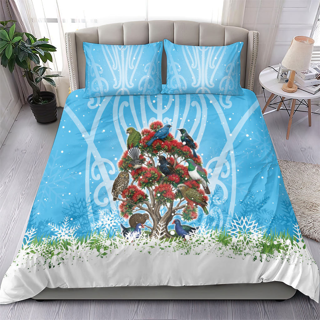 New Zealand Birds Christmas Bedding Set Pohutukawa Xmas Tree