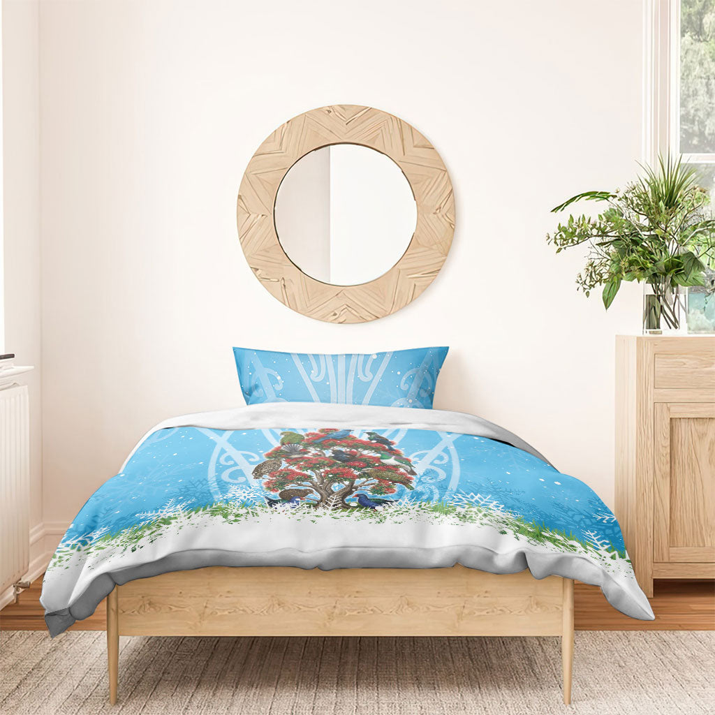 New Zealand Birds Christmas Bedding Set Pohutukawa Xmas Tree