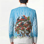 New Zealand Birds Christmas Blazer Pohutukawa Xmas Tree