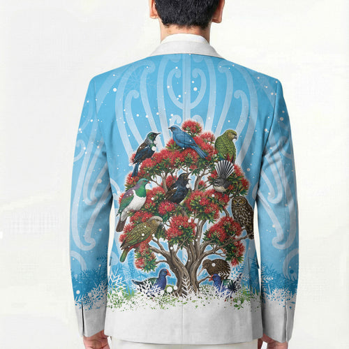New Zealand Birds Christmas Blazer Pohutukawa Xmas Tree