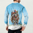 New Zealand Birds Christmas Button Sweatshirt Pohutukawa Xmas Tree