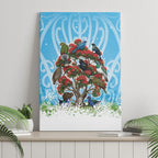 New Zealand Birds Christmas Canvas Wall Art Pohutukawa Xmas Tree