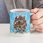 New Zealand Birds Christmas Ceramic Mug Pohutukawa Xmas Tree