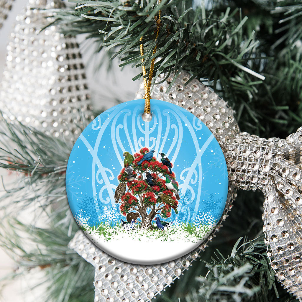 New Zealand Birds Christmas Ceramic Ornament Pohutukawa Xmas Tree