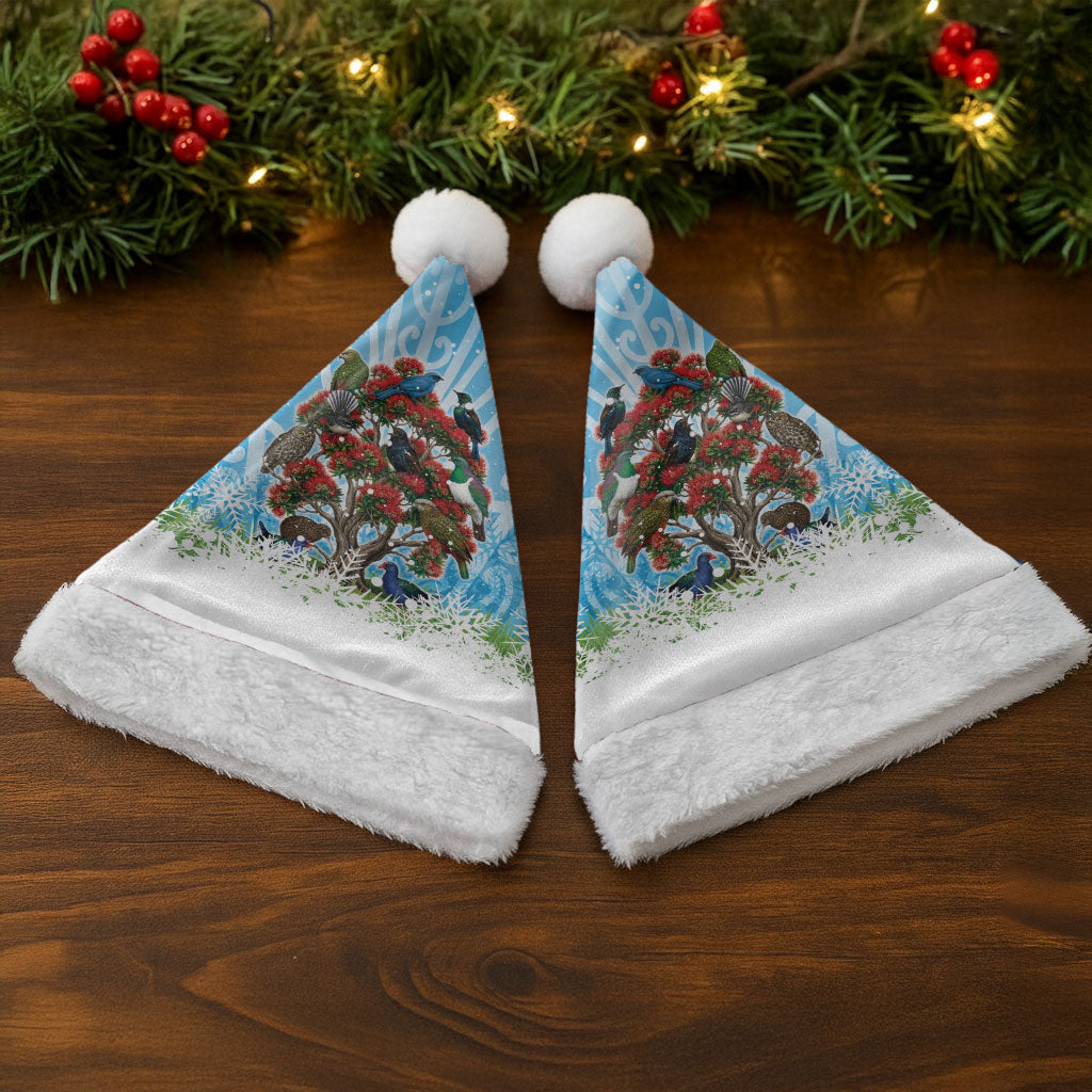 New Zealand Birds Christmas Santa Hat Pohutukawa Xmas Tree