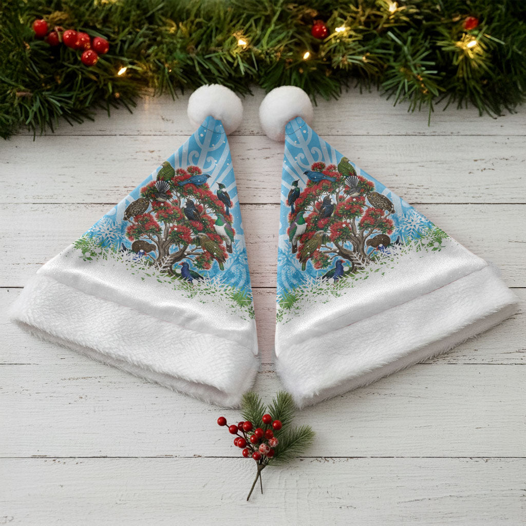 New Zealand Birds Christmas Santa Hat Pohutukawa Xmas Tree