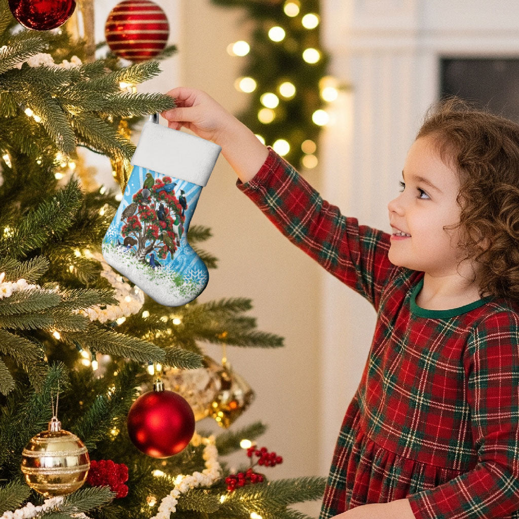 New Zealand Birds Christmas Stocking Pohutukawa Xmas Tree