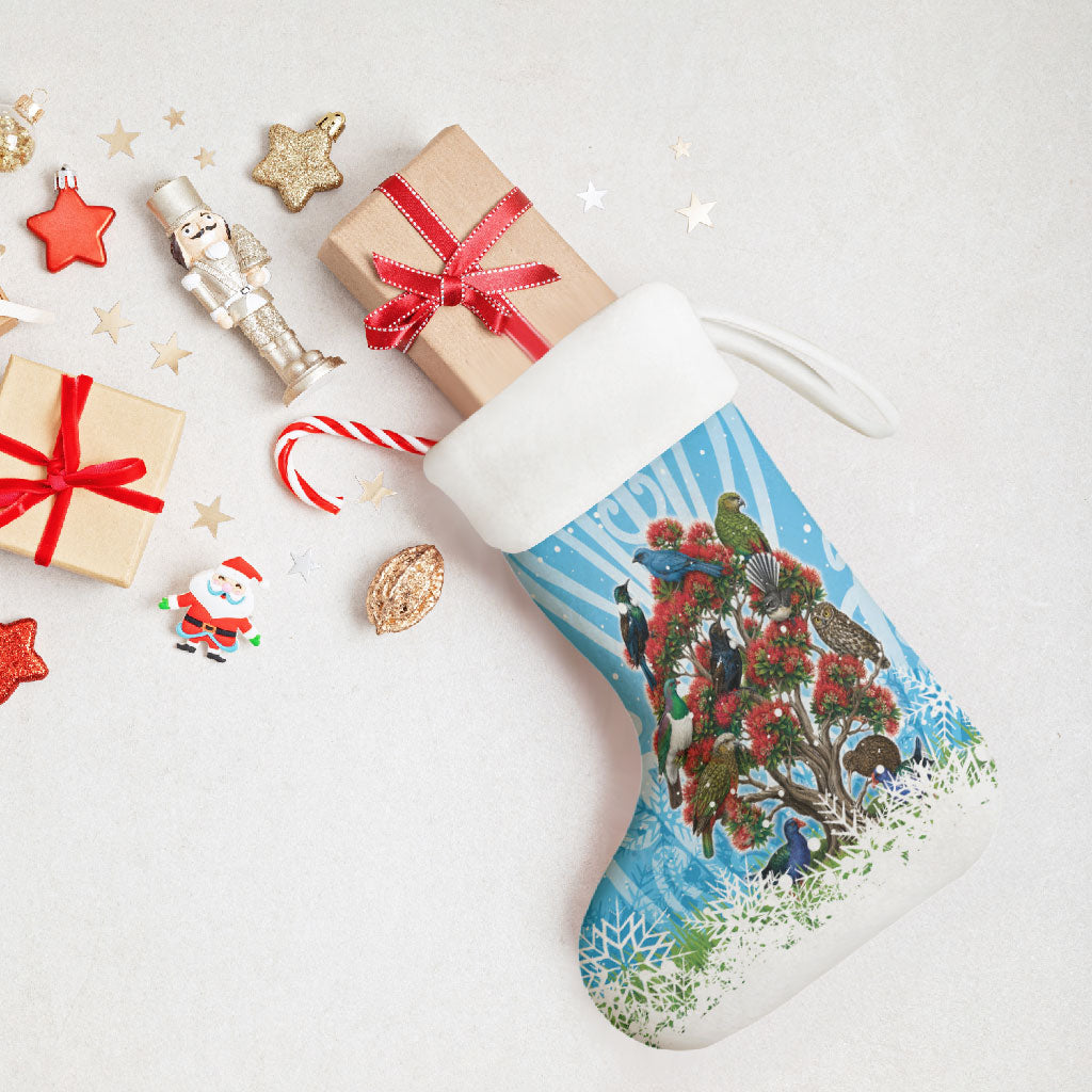 New Zealand Birds Christmas Stocking Pohutukawa Xmas Tree