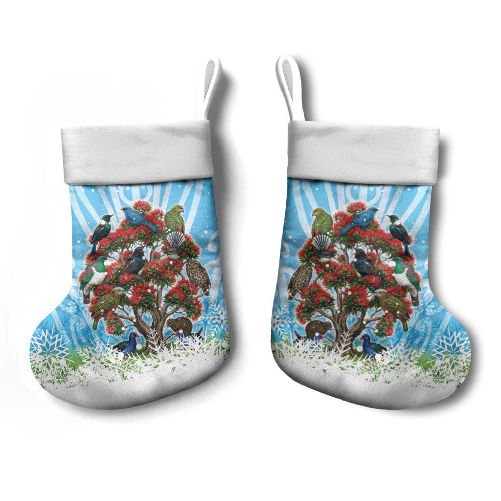 New Zealand Birds Christmas Stocking Pohutukawa Xmas Tree