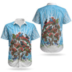 New Zealand Birds Christmas Couples Matching Off The Shoulder Long Sleeve Dress and Hawaiian Shirt Pohutukawa Xmas Tree