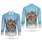 New Zealand Birds Christmas Couples Matching Summer Maxi Dress and Long Sleeve Button Shirt Pohutukawa Xmas Tree