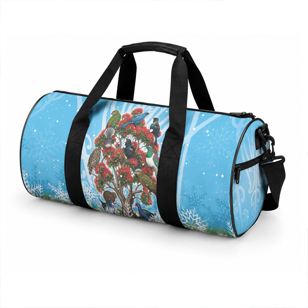 New Zealand Birds Christmas Duffle Bag Pohutukawa Xmas Tree