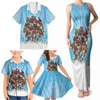 New Zealand Birds Christmas Family Matching Tank Maxi Dress and Hawaiian Shirt Pohutukawa Xmas Tree