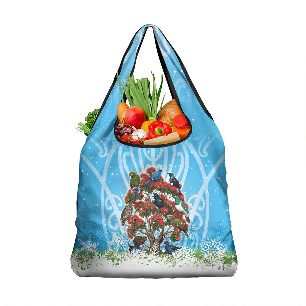 New Zealand Birds Christmas Grocery Bag Pohutukawa Xmas Tree