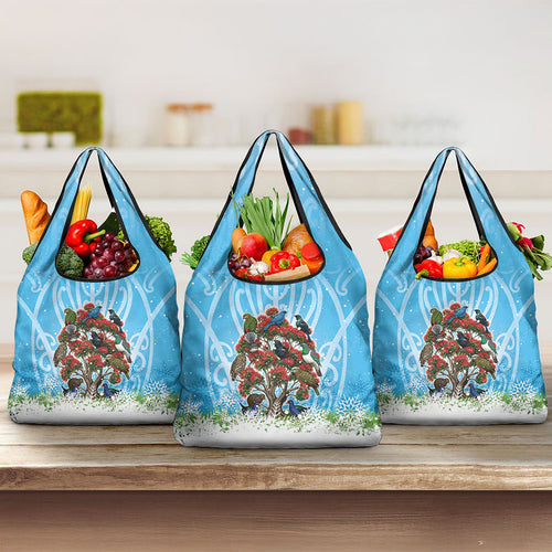 New Zealand Birds Christmas Grocery Bag Pohutukawa Xmas Tree