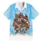 New Zealand Birds Christmas Hawaiian Shirt Pohutukawa Xmas Tree