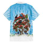 New Zealand Birds Christmas Hawaiian Shirt Pohutukawa Xmas Tree