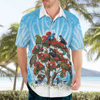New Zealand Birds Christmas Hawaiian Shirt Pohutukawa Xmas Tree