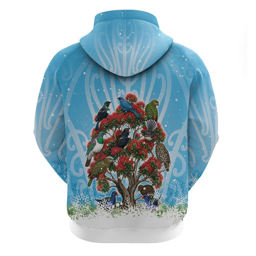 New Zealand Birds Christmas Hoodie Pohutukawa Xmas Tree