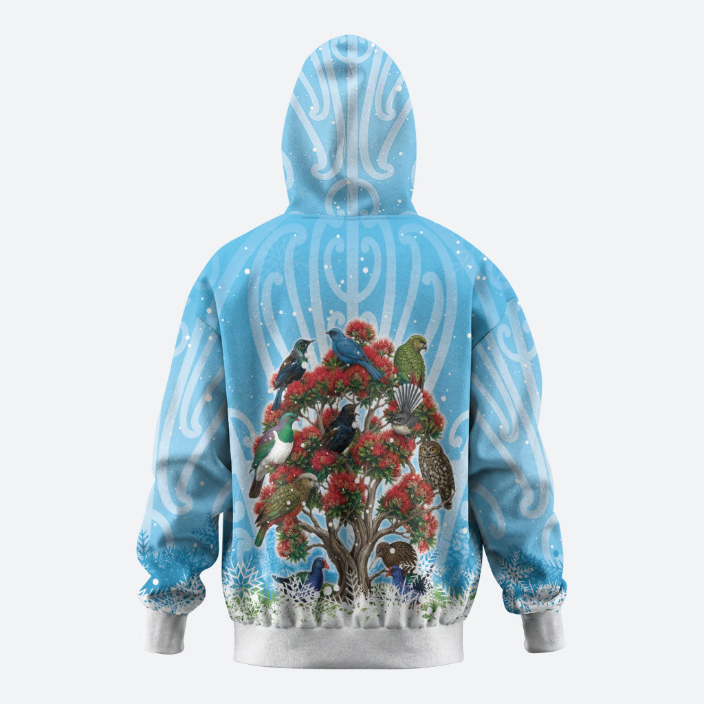 New Zealand Birds Christmas Hoodie Pohutukawa Xmas Tree