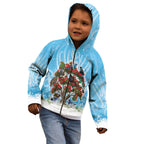 New Zealand Birds Christmas Kid Hoodie Pohutukawa Xmas Tree