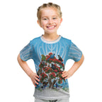 New Zealand Birds Christmas Kid T Shirt Pohutukawa Xmas Tree