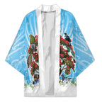 New Zealand Birds Christmas Kimono Pohutukawa Xmas Tree