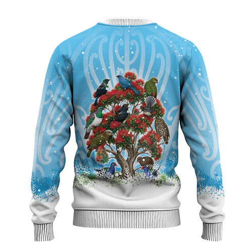 New Zealand Birds Christmas Ugly Christmas Sweater Pohutukawa Xmas Tree