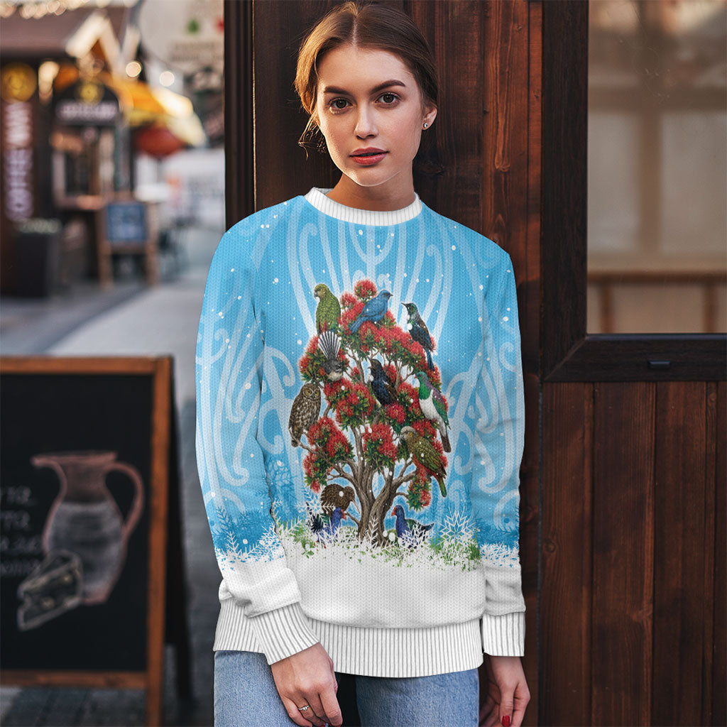 New Zealand Birds Christmas Ugly Christmas Sweater Pohutukawa Xmas Tree