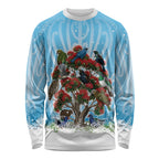 New Zealand Birds Christmas Long Sleeve Shirt Pohutukawa Xmas Tree