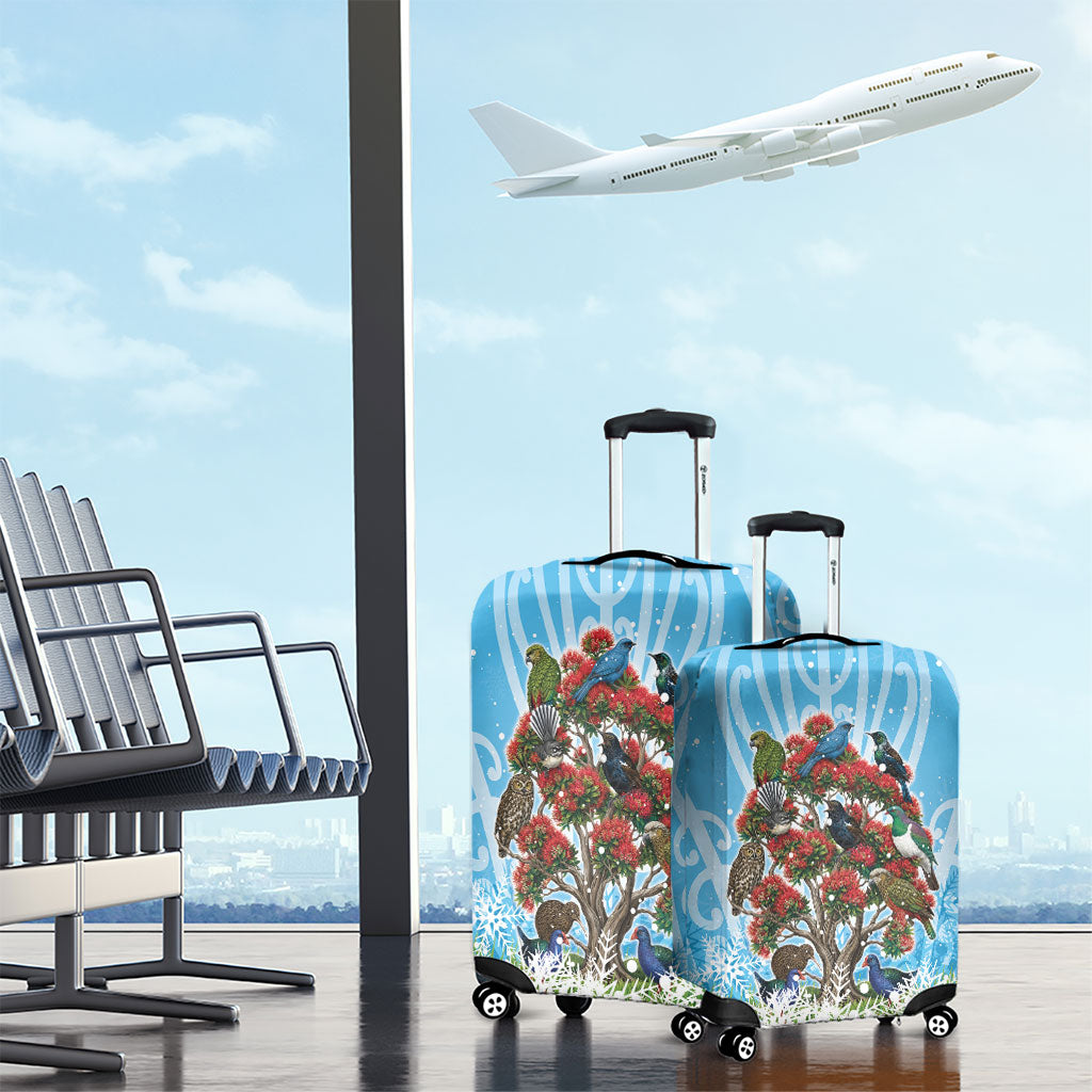 New Zealand Birds Christmas Luggage Cover Pohutukawa Xmas Tree